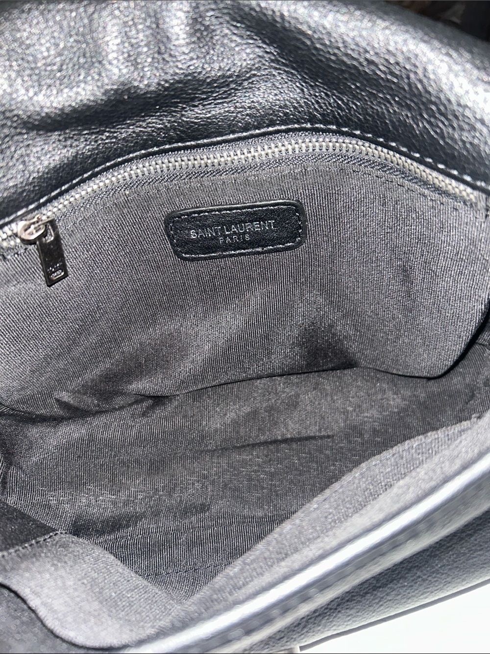 Beautiful Black Pebbled Leather Crossbody with Silver Logo - Picture 11 of 15